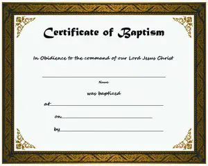 Printable Baptism Certificate