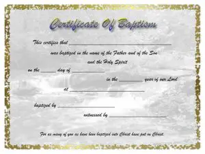 Printable Baptismal Certificate