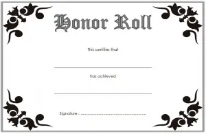 Printable Honor Roll Certificate