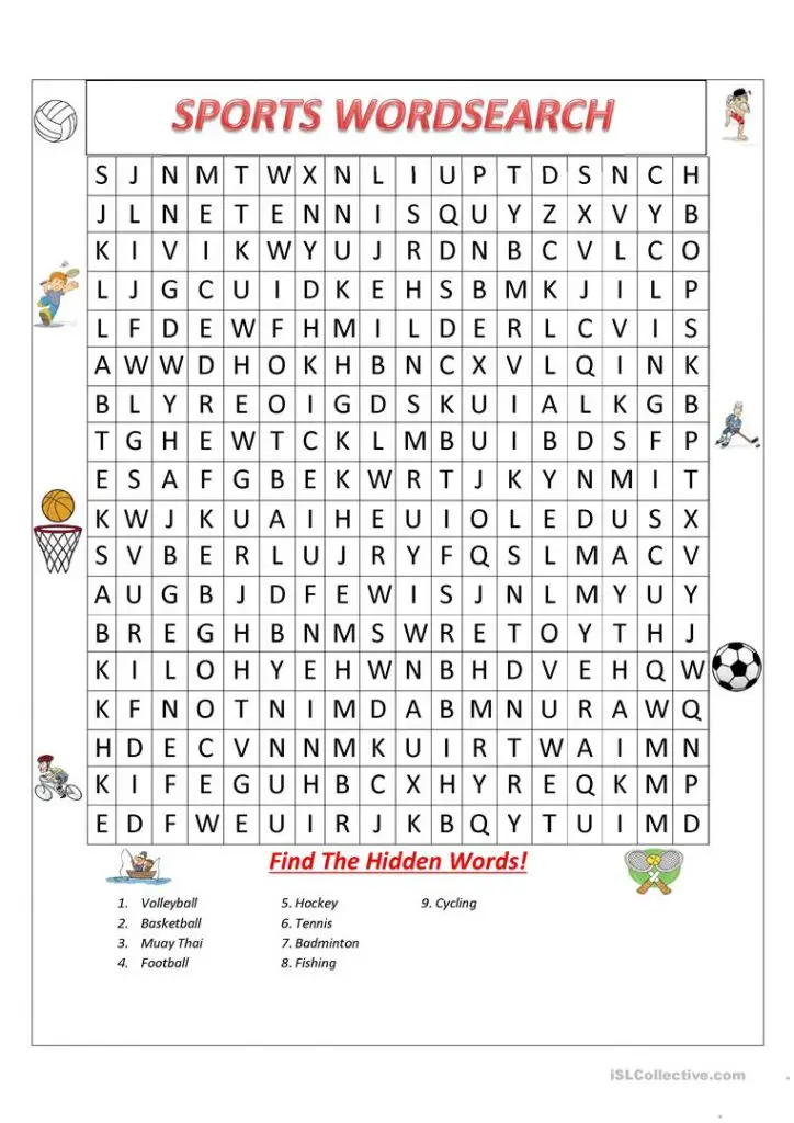 16 Fun Sports Word Searches | KittyBabyLove.com