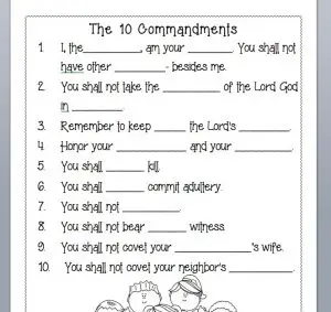 Roman Catholic Ten Commandments Prntable