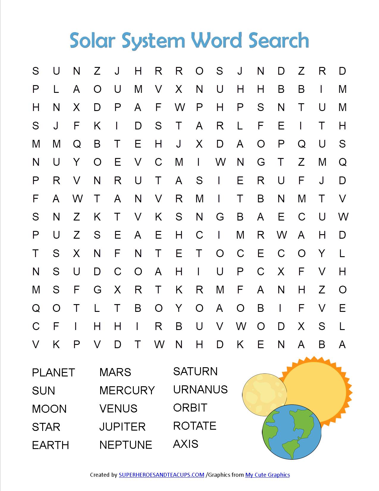 14 Educative Solar System Word Searches Kitty Baby Love