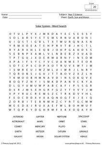 Solar System Word Search to Print