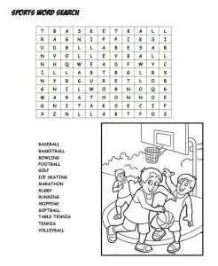Sports Word Search 2nd Grade