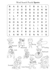 Sports Word Search Kindergarten