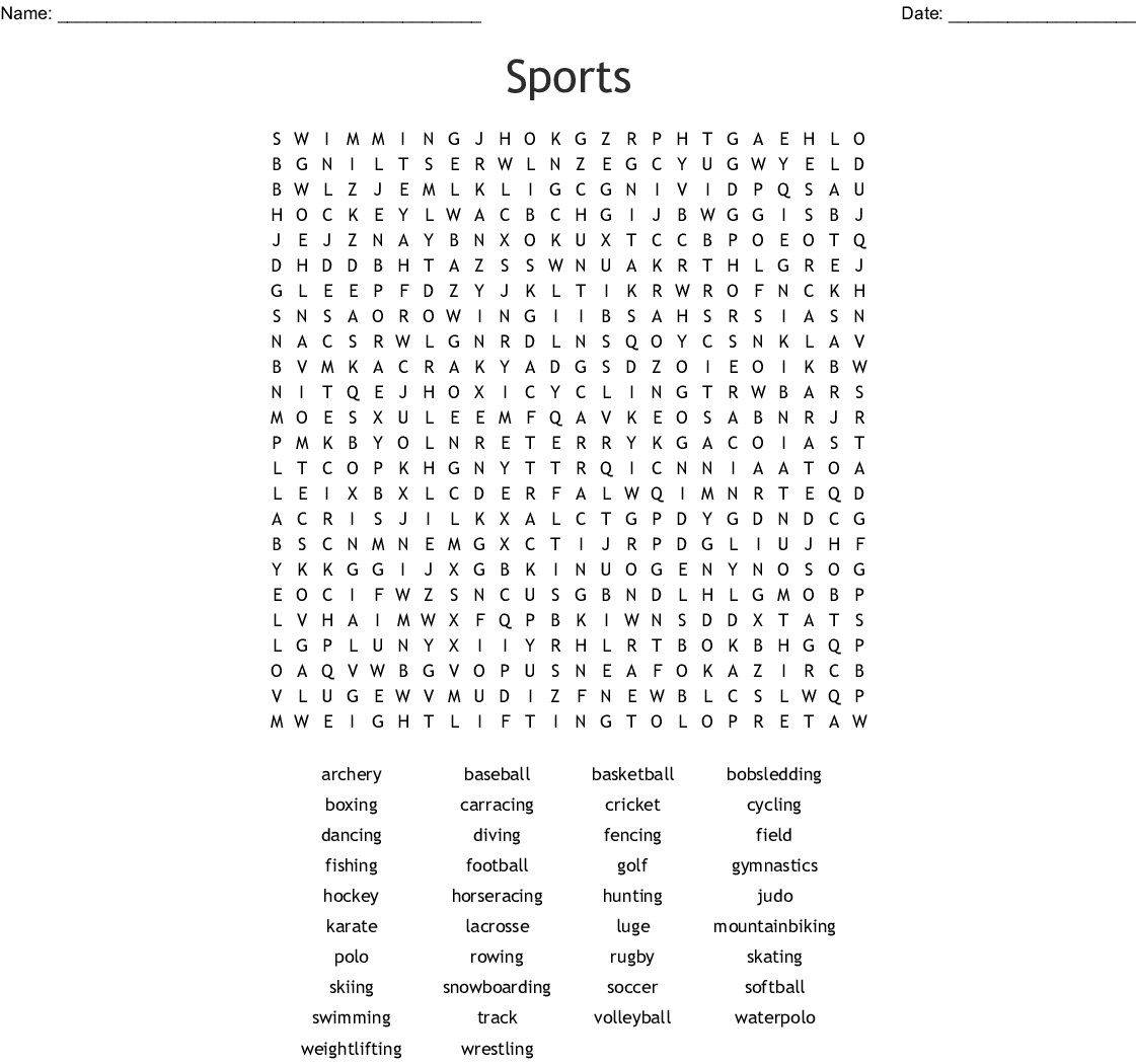 16 Fun Sports Word Searches Kitty Baby Love