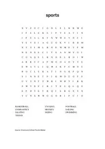 Sports Word Search Worksheet