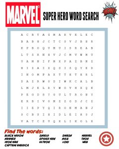 Superhero Avengers Word Search