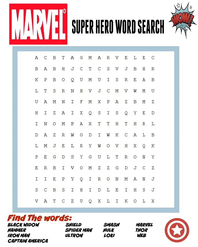 10 Avengers Word Searches Kitty Baby Love