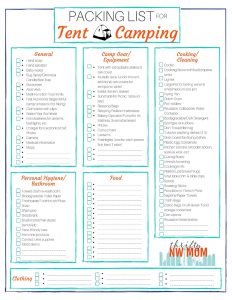 Tent Camping Checklist