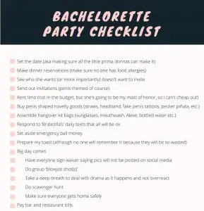 The Bachelorette Party Checklist