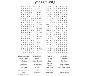 Types of Dog Word Search
