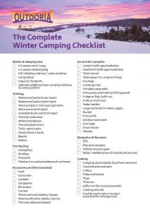 Winter Tent Camping Checklist