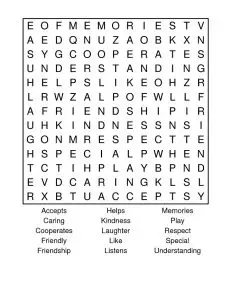 Word Search About Friendship