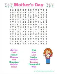 Word Search Mother's Day