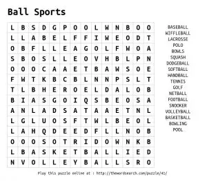 Word Search for Sports