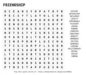 Word Search on Friendship