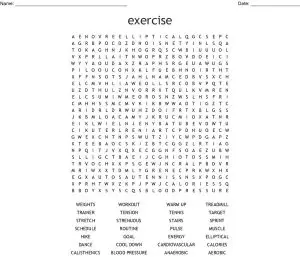 Working Out Word Search Printable