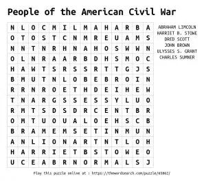 American Civil War Word Search