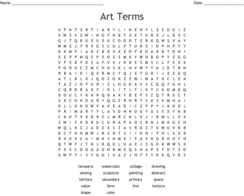 13 Creative Art Word Search Puzzles KittyBabyLove