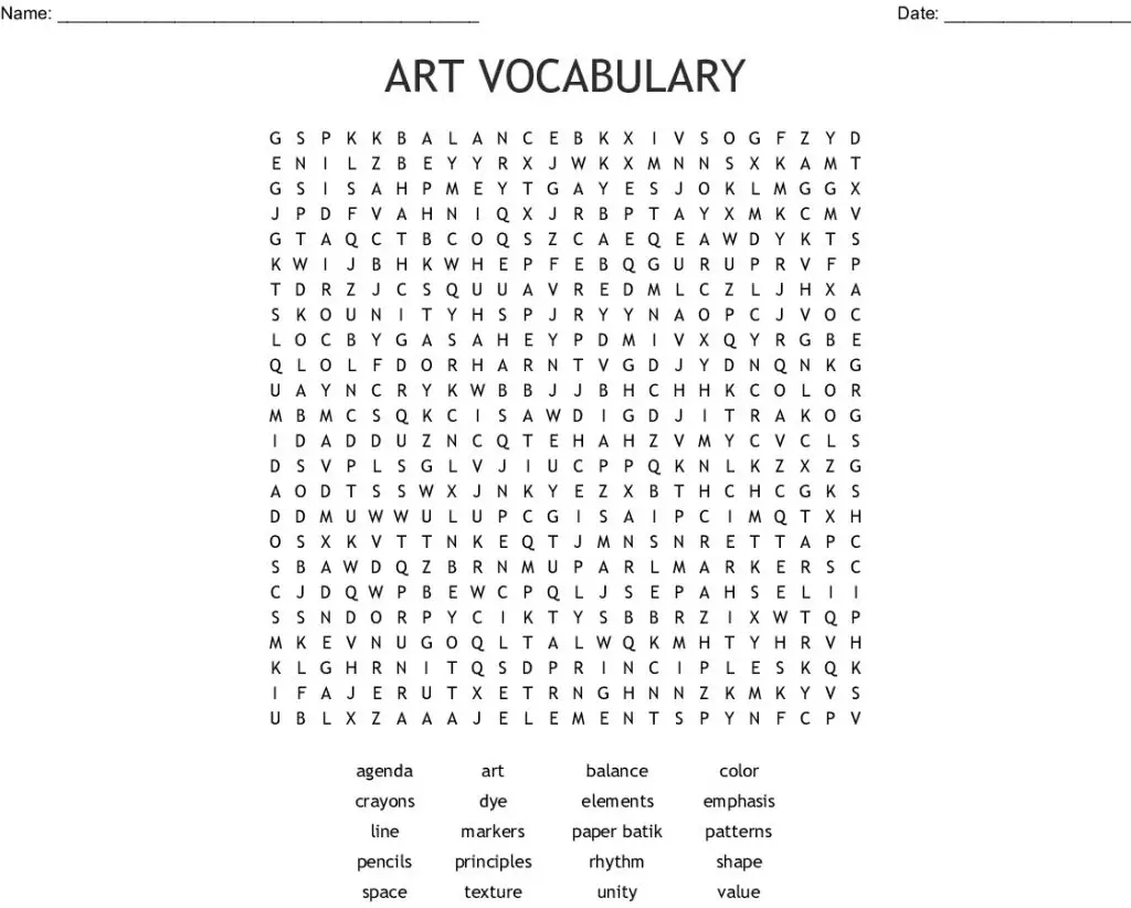 13 Creative Art Word Search Puzzles KittyBabyLove