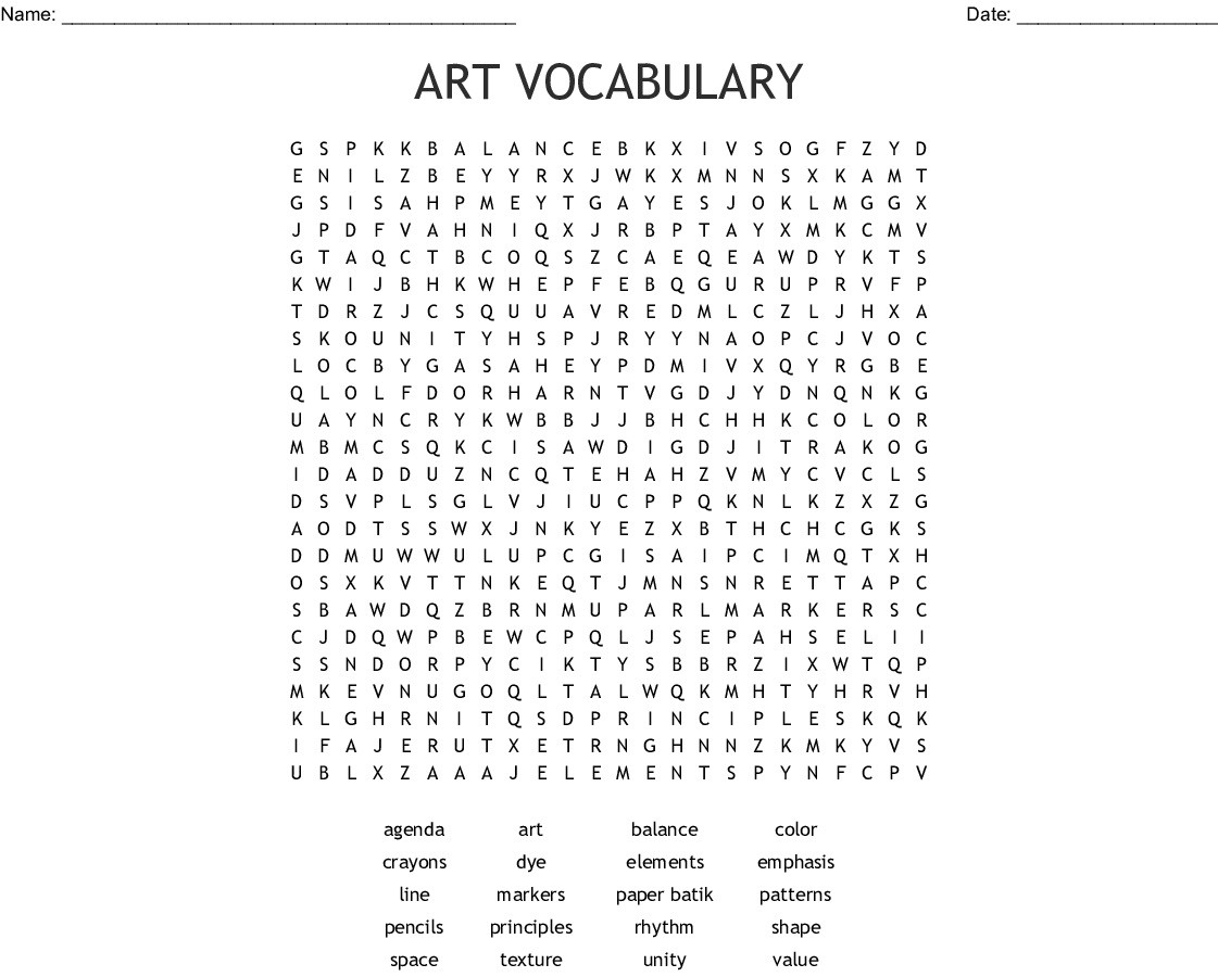 13 Creative Art Word Search Puzzles Kitty Baby Love