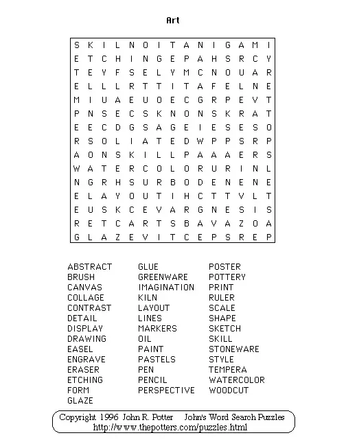 13 Creative Art Word Search Puzzles Kitty Baby Love