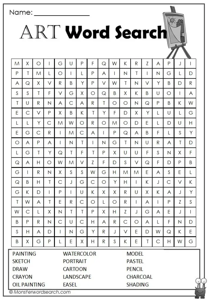 13 Creative Art Word Search Puzzles Kitty Baby Love