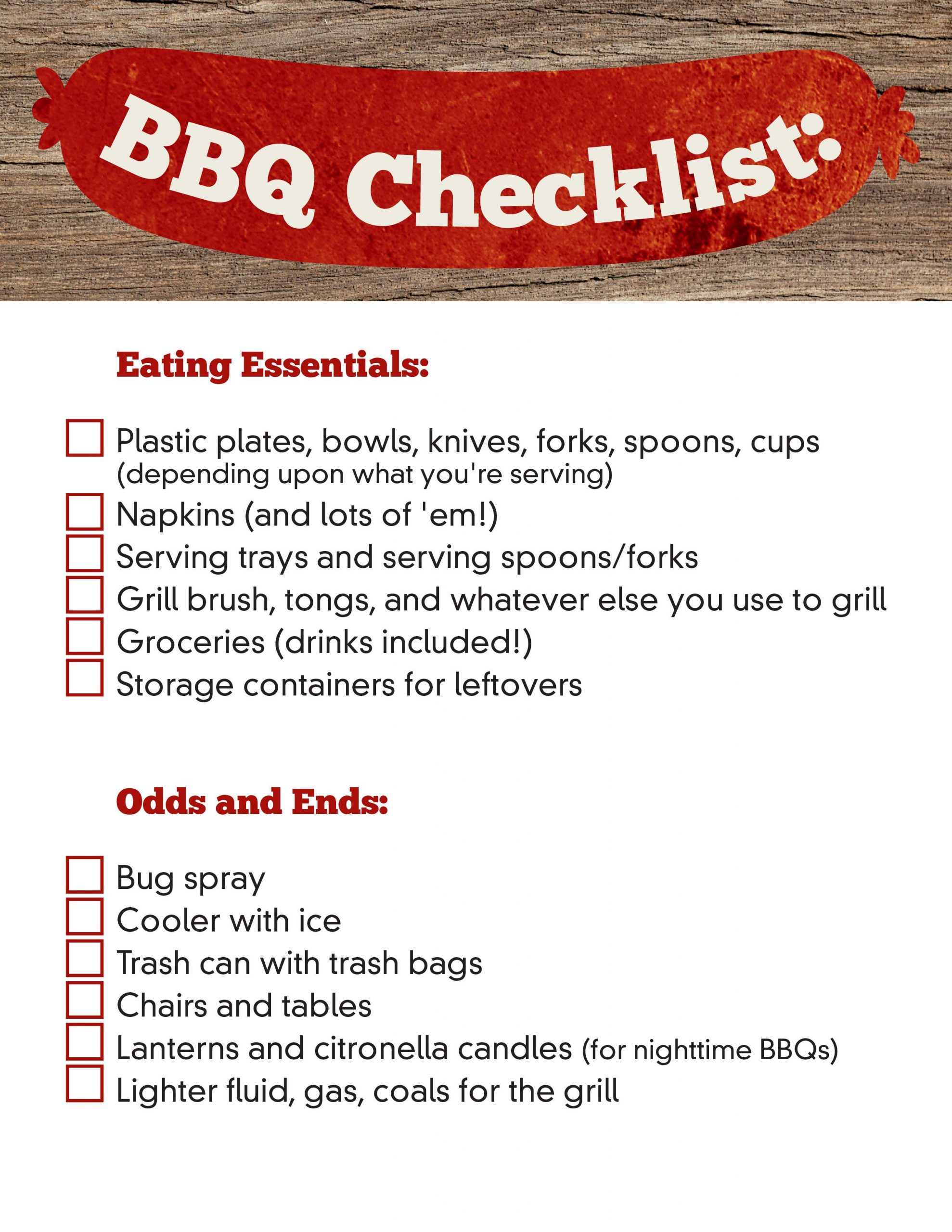 14 Party ready BBQ Checklists Kitty Baby Love
