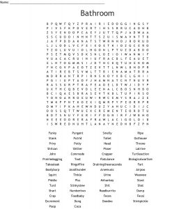 Bathroom Word Search Worksheet
