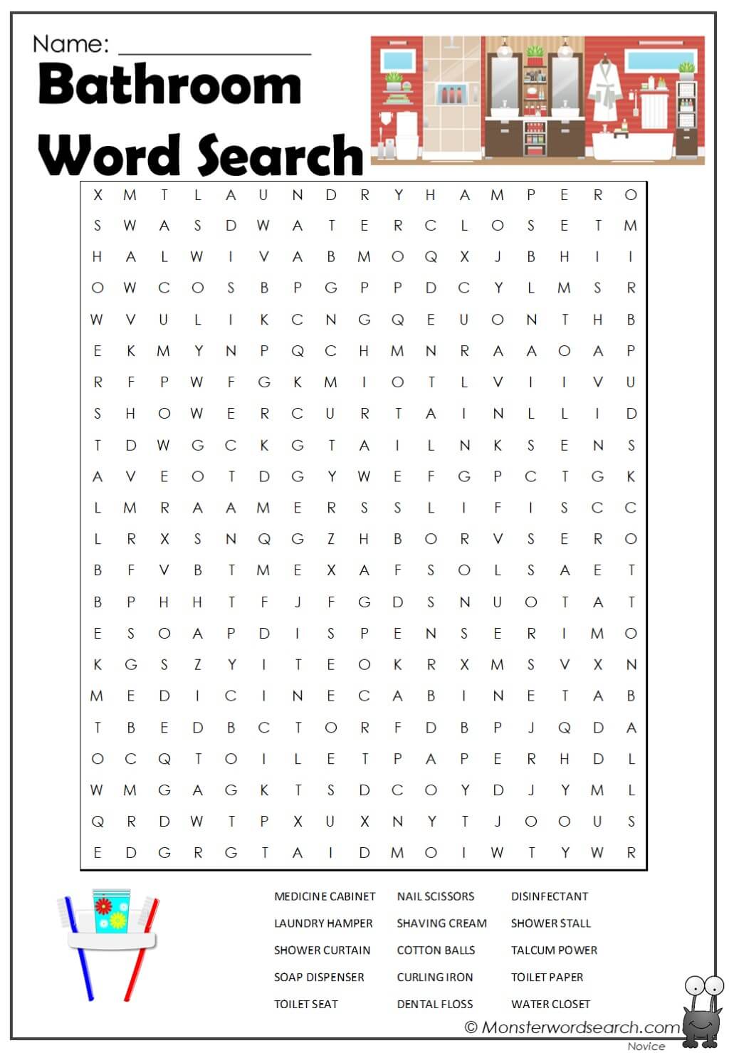 7 Cool Bathroom Word Searches Kitty Baby Love