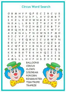 Circus Word Search Image