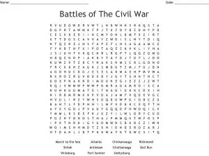 Civil War Battles Word Search