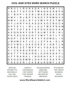 Civil War Word Search for Kids