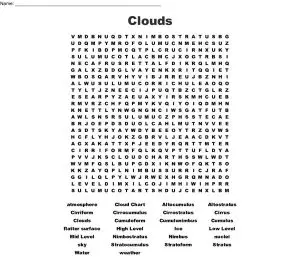 Clouds Word Search Puzzle