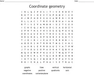 Coordinate Geometry Word Search