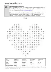 DNA Vocabulary Word Search