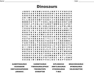 Dinosaur Word Search Worksheet