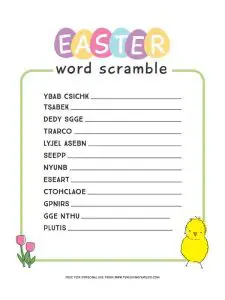 Easter Word Scramble Puzzles