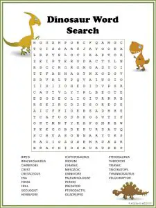 Easy Dinosaur Word Search