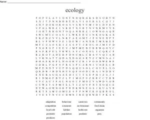 Ecology Word Search Image