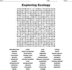 Ecology Word Search Key