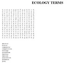 Ecology Word Search Puzzle