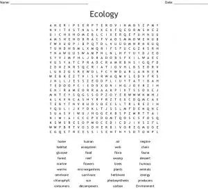 Ecology Word Search Worksheet