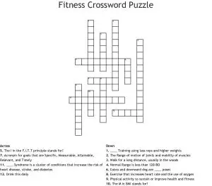 Fitness and Nutrition Crossword Puzzle