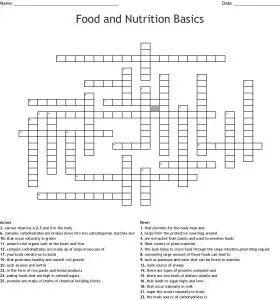 Food and Nutrition Crossword Puzzles