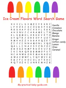 Free Printable Ice Cream Word Search