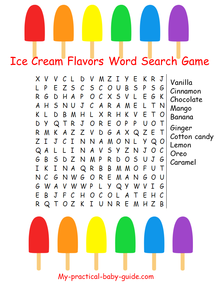 10 Delicious Ice Cream Word Search Puzzles Kitty Baby Love