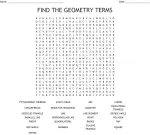 Geometry Terms Word Search
