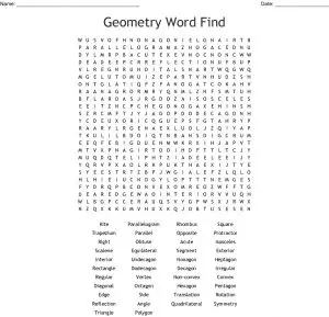 Geometry Word Search Key